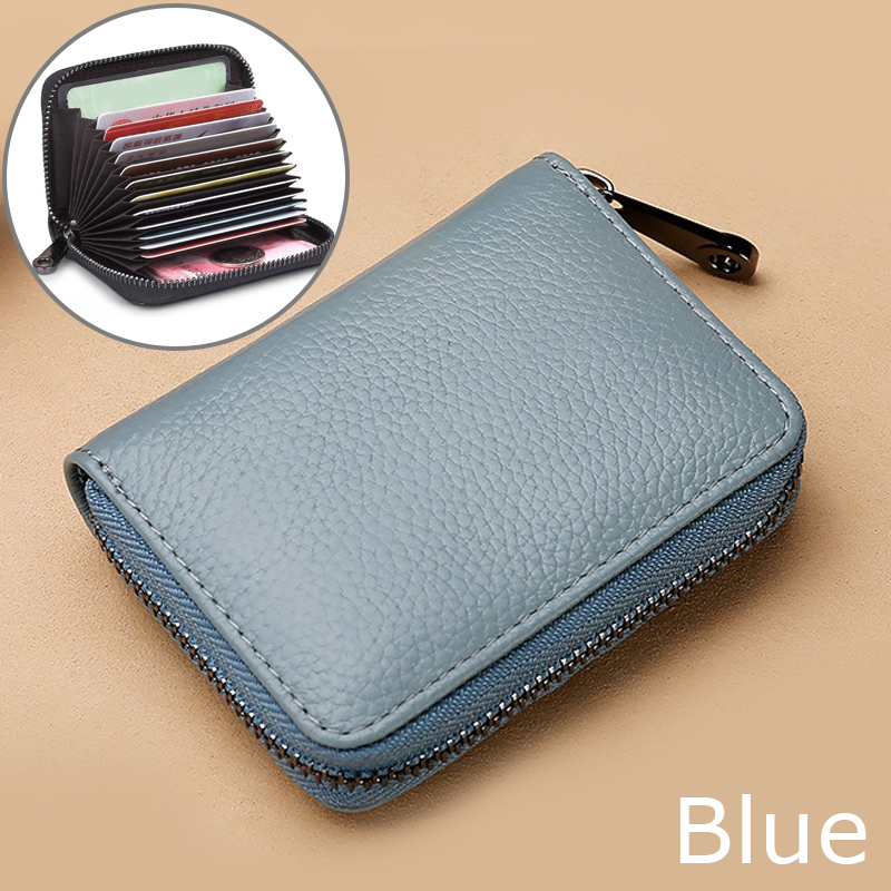 KISMIS 1 PC femmes hommes en cuir 26 fentes ID porte-cartes de crédit RFID blocage portefeuille étui sac de poche: COFFEE