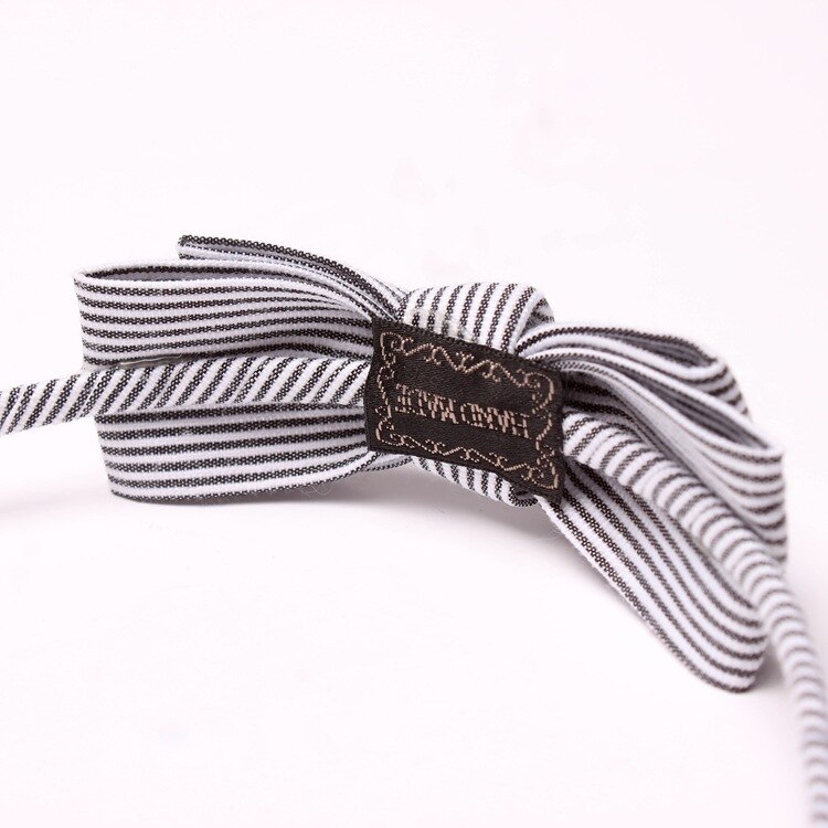 Korea Striped Bow Headband for Women Rhinestone Hairband Beads Bezel Girls Hair Accessories Simple Headwear