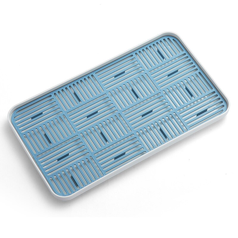 Aanrecht Organzier Zeep En Spons Houder Fles Cup Servies Lekbak-Opslag Tray Tool Voor Afwas Spons scrubber: Large blue