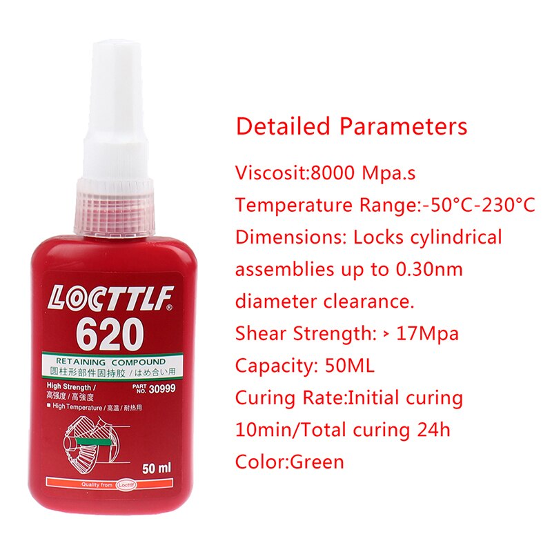 Tornillo de sellado de 50ML, retenedor de pegamento, adhesivo de bloqueo de Metal, adhesivo anaeróbico 243 340, agente de bloqueo de pegamento anticorrosión, 1 unidad: Glue 620