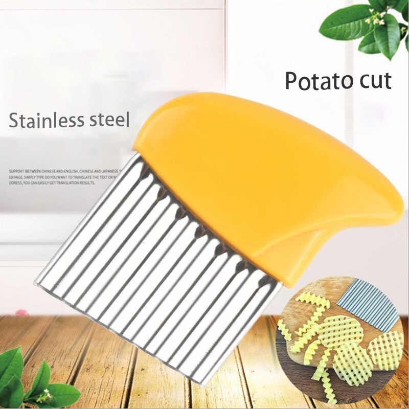 Portable Wavy French Fries Cutter Stainless Steel Wavy Onion Potato Slice Crinkle French Fries Salad Corrugate Cutting Knife