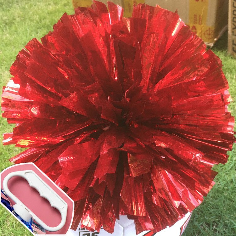 24Cm Cheerleader Pom Poms Sparkly Twee-Vinger Cheerleader Bloem Bal Kinderen Cheer Hand Bloem Cheer Props Sport Bloem bal: red