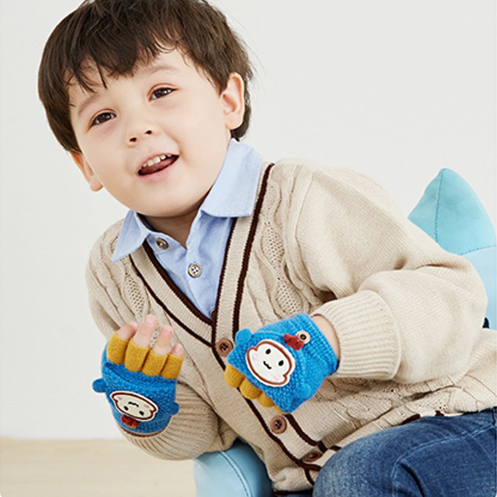 Baby Winter Handschoenen Jongens Meisjes Gebreide Vingerloze Wanten Kinderen Half Vinger Flip Manchet Wanten Peuter Warme Handschoenen 1-6 jaar