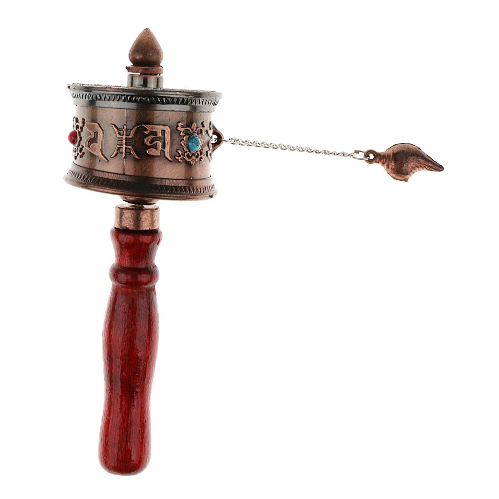 Handhållet tibet bönhjul med om mani padme hum mantra för buddhistiska ritualhändelser , 14cm plast
