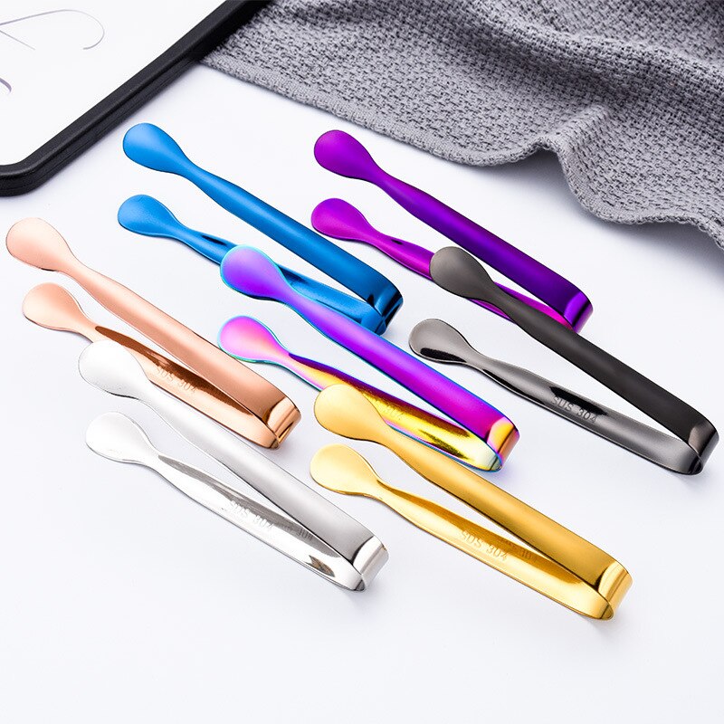 Multipurpose Stainless Steel Ice Tong Handheld Small Cubic Sugar Pastry Tong Mini Coffee Bar Serving Clip Kitchen Bar Tools