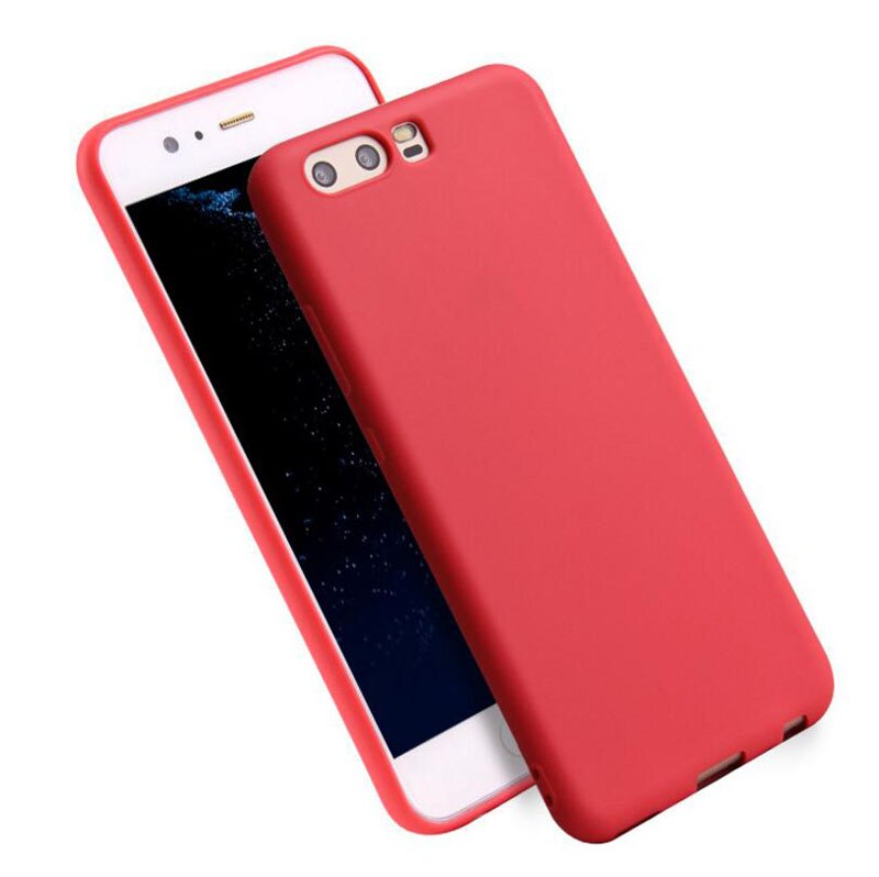 Huawei Honor 9 Silicone Soft TPU Cover case for huawei Honor 9 Honor9 Matte Candy solid colors Cover Back case: Red