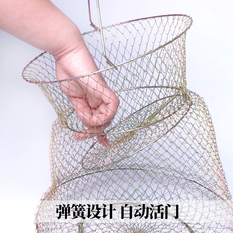 Foldable Metal Wire Fish Basket Crab Traps Baskets Shrimp Iron Small Mesh Accessory Net Fishing