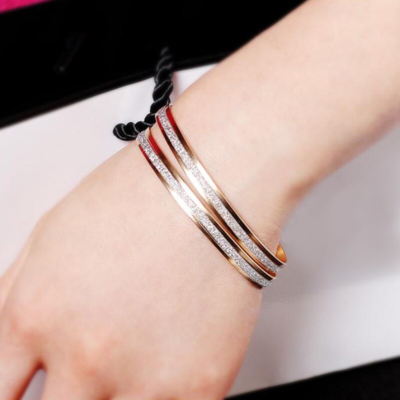 Pulsera de Simple para mujer, brazalete esmerilado, brazalete de cadena de mano, de joyería