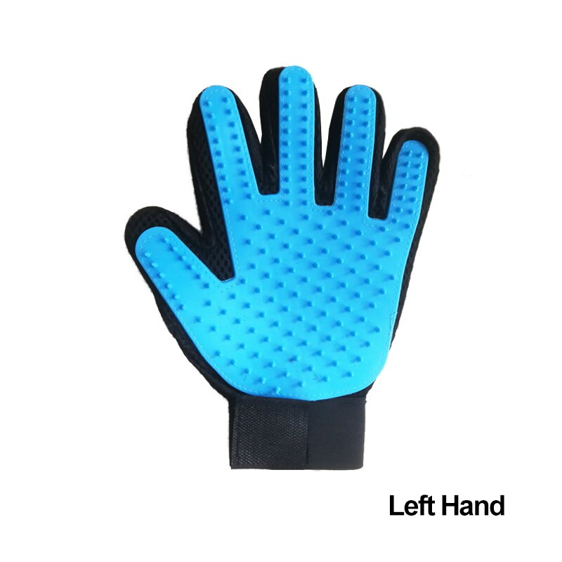 Gant pour animaux de compagnie en Silicone souple chien chat brosse pour animaux de compagnie Massage nettoyage doux efficace chat toilettage gant chien fournitures de bain gant pour animaux de compagnie peignes: Sky Blue Left