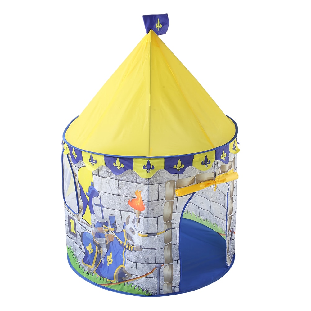 Ridder Kasteel Patroon Kids Tent Picknick Draagbare Game Huis Yurt Kinderen Tent Voor Indoor Outdoor Fun (Geel): Size 2