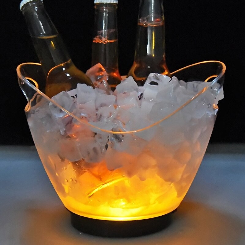 Lichtgevende Plastic Ijsemmer Transparante Kleurrijke Led Ijsemmer Ijsemmer Voor Bar En Restaurant