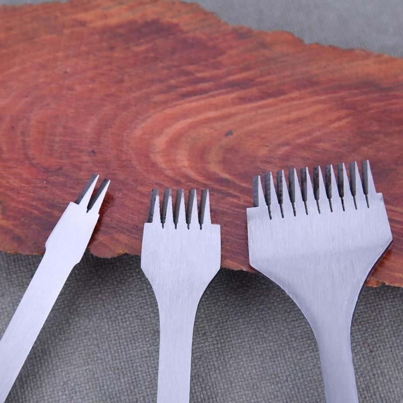 ! Cincel plano de acero blanco de 3,85 Mm, herramientas para artesanía de cuero, equipo de perforación de agujeros, herramienta de bricolaje de 2 puntas/5 puntas/10 puntas