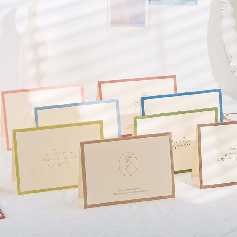 Greeting Card Envelope Set Warm Wishes Series Fresh Art Birthday Blessing Card Stationery School Office Supplies