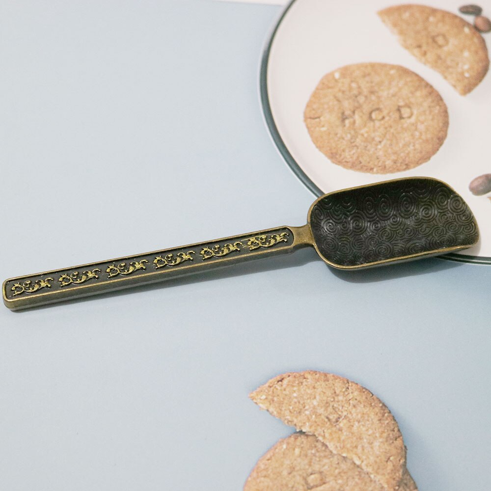 Unibird Traditional Copper Tea Spoon for Loose Leaf Kongfu Tea Scoop Chooser Holder Shovel Kitchen Tableware