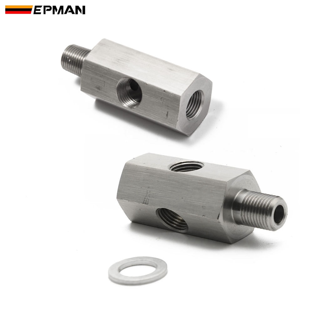 EPMAN 1/8'' NPT & 1/8" BSPT & M10 Oil Pressure Sensor Tee to NPT Adapter Turbo Supply Feed Line Gauge For Honda For Mitsubishi