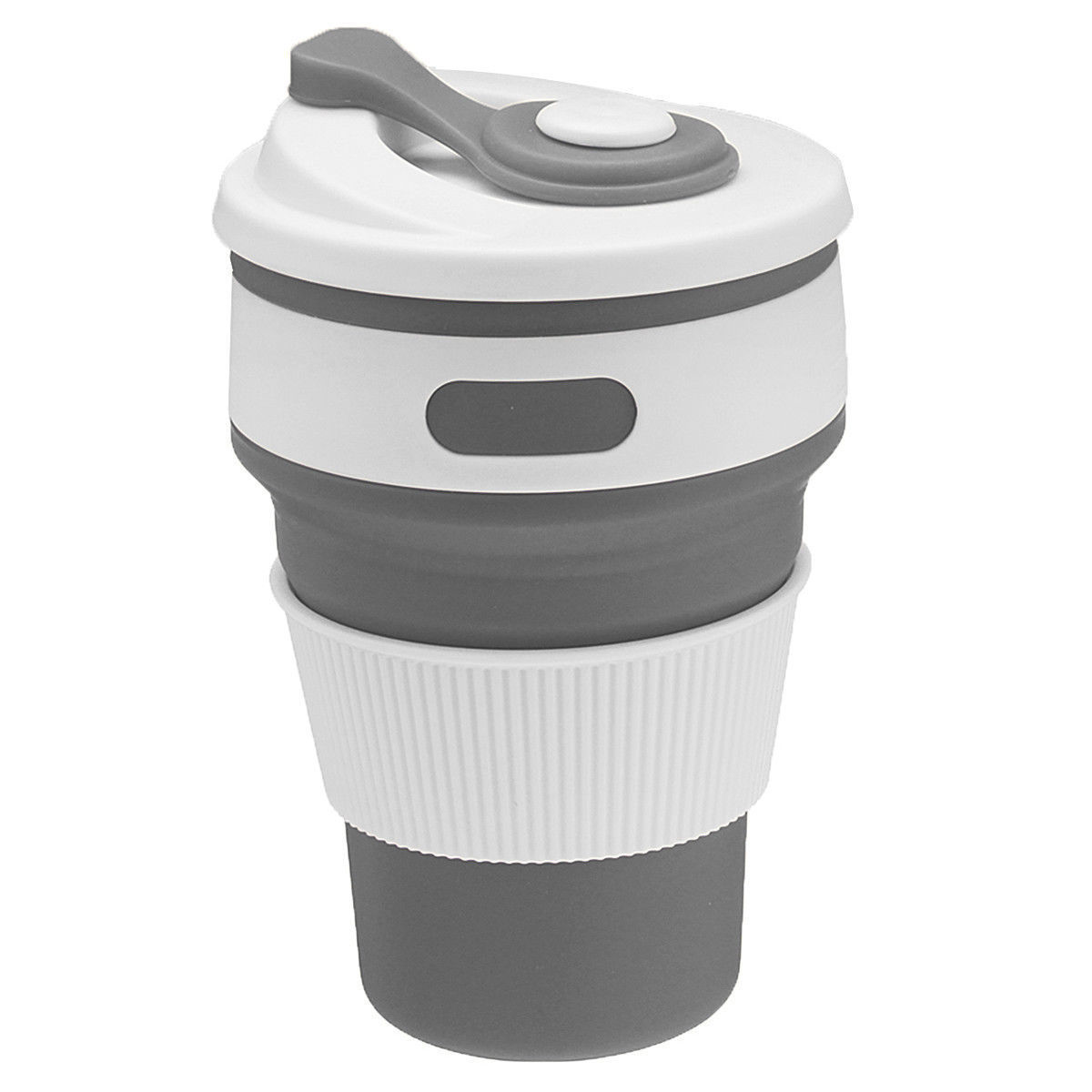 6 farver sammenklappelig kaffekop silikone krus til vandring genanvendelig bærbar cykel vandre vandflaske: Grå