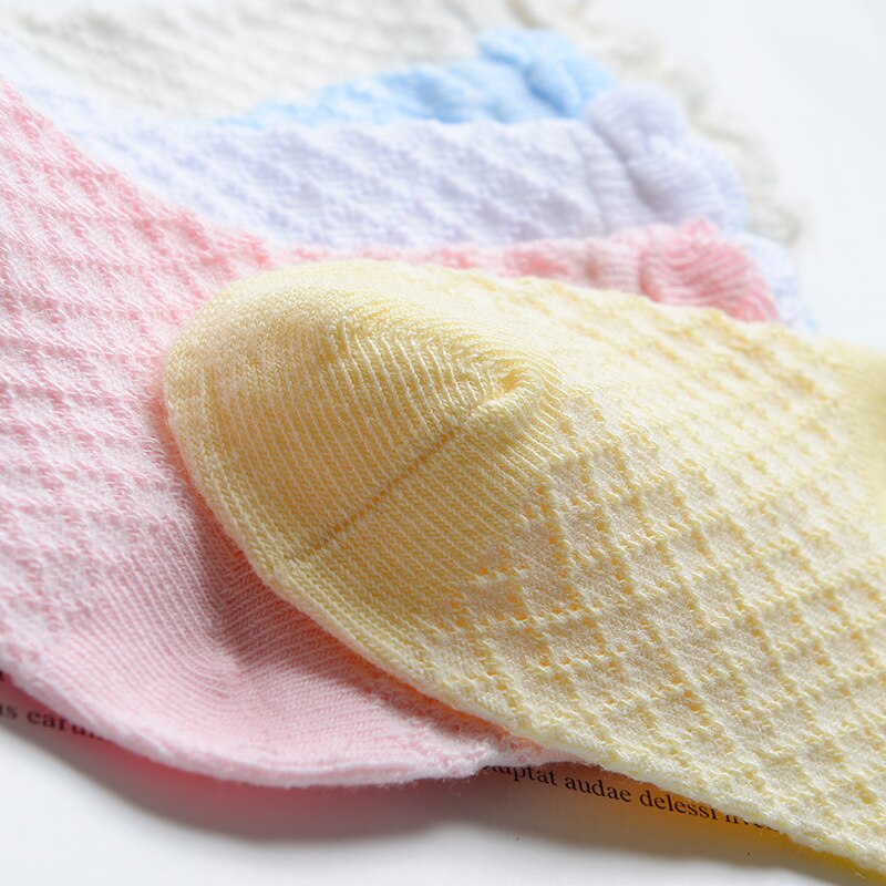 AiKway 5 pairs /lot Boys Girls Socks Cotton Lace Socks Mouth Candy Color Infant Socks Mesh Baby Breathable Socks