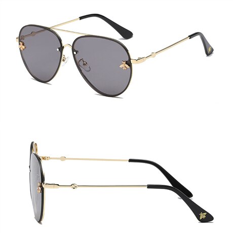 Damesolbriller  uv400 metal ovale stel bi -solbriller klassisk mærke sports kørsel solbriller: C1