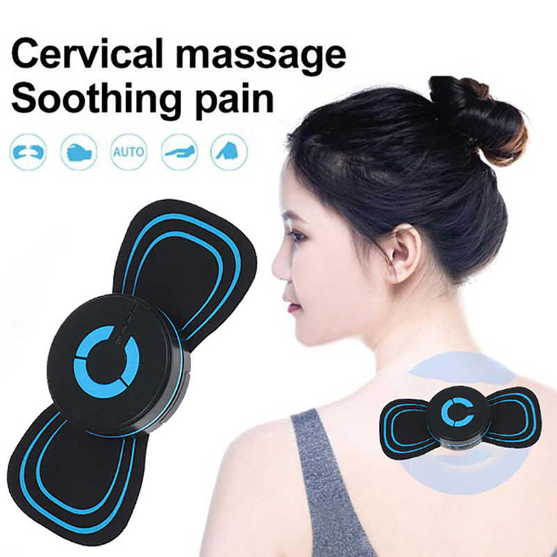 1Set Mini Electric Shoulder Neck Massage Pad Cervical Vertebra Waist Arm Leg Massager Lightweight Adjustable Easy Transparent