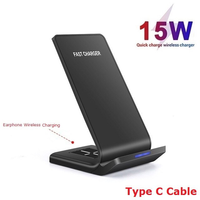 15W support de Charge rapide 2 en 1 Qi support de chargeur sans fil pour iPhone 11 XR XS X Airpods Pro Samsung S20 S10 bourgeons Charge Dock Pad: 2 in 1 15W Stand