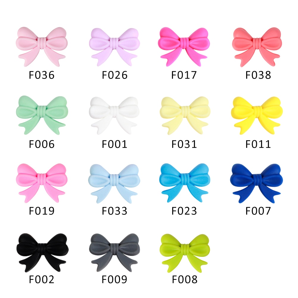 *20 st tecknade silikonpärlor bpa gratis fluga barnmatskvalitet tandningshalsband diy bowknot tuggbar barnbarns tandning
