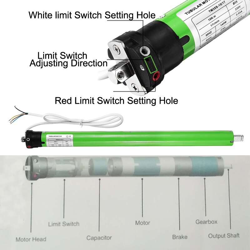 Dm35S 220V Intelligent Tubular Motor Roller Shade Electric Curtain Motorized Rolling Blind Shutter Anti-Theft Window