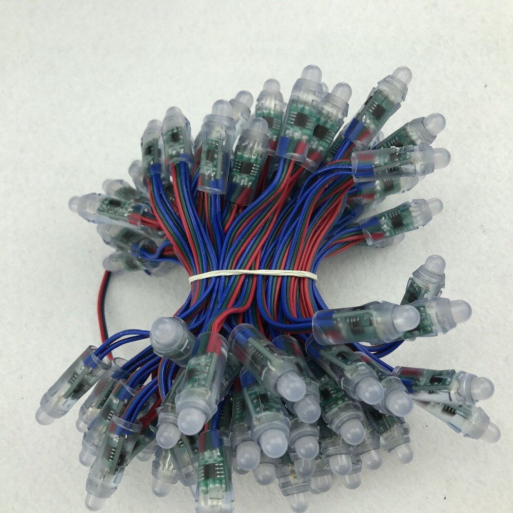 100 stks DC12V 12mm WS2811 led smart pixel knooppunt met alle kleur draad (20AWG), IP68 nominale; 4 inches (10 cm) draad afstand