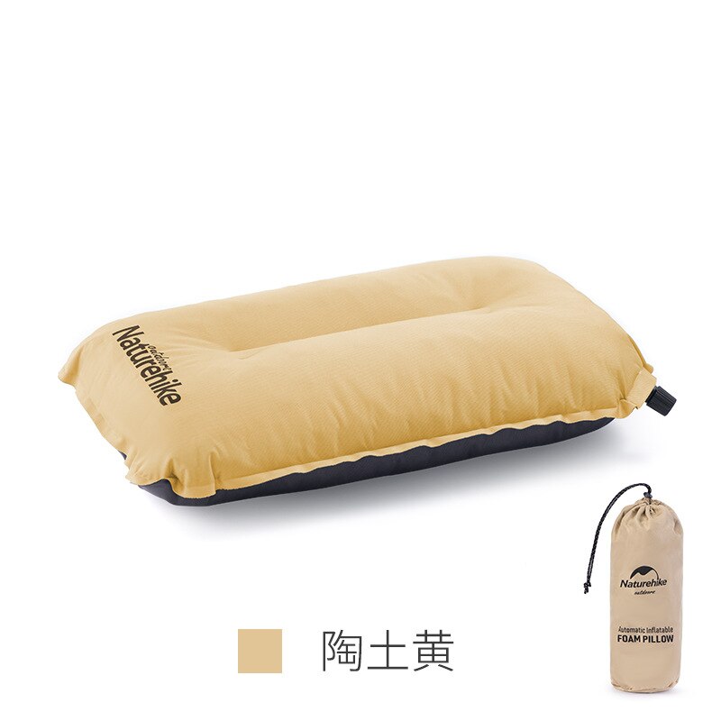 Naturehike Automatische Opblaasbaar Kussen Ultralichte Opvouwbare Spons Compact Opblaasbaar Kussen Outdoor Reizen Kussen Camping Kussen: YELLOW