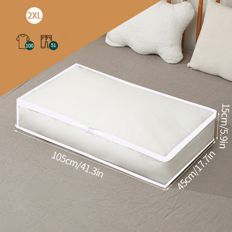 Waterproof Foldable Storage Bags Clothes Organizer Dustproof Bag Closet Organizer Quilt Storage Boxes Under Bed Sorting Bag Case: WHITE