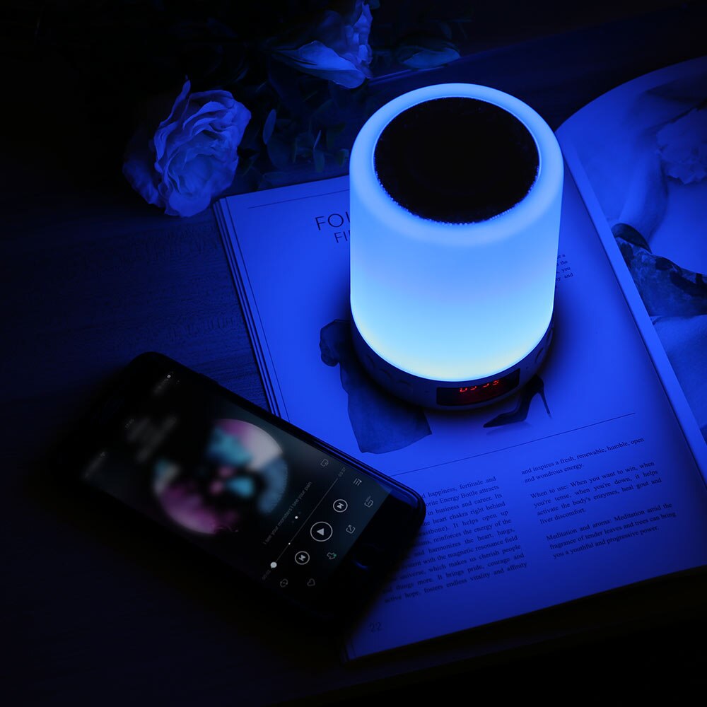 Nachtlampje Met Bluetooth Speaker Draagbare Draadloze Bluetooth Speaker Touch Control Kleur Led Nachtkastje Lamp