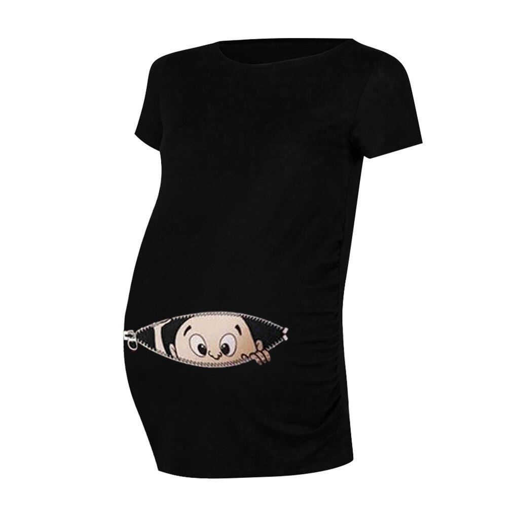 Kvinder barsel bluse kortærmet tegneserie print toppe t-shirt graviditet tøjsvangerskab skjorter ropa maternal de moda