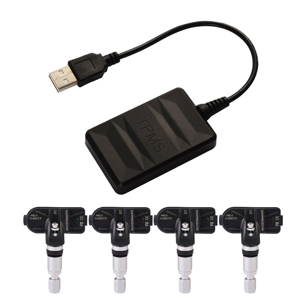 USB Android TPMS Tire Alarm Auto Tire Pressure Monitoring System Tire External Built-in Sensors Security Real Time Monitoring: 4Pcs Builtin Sensors