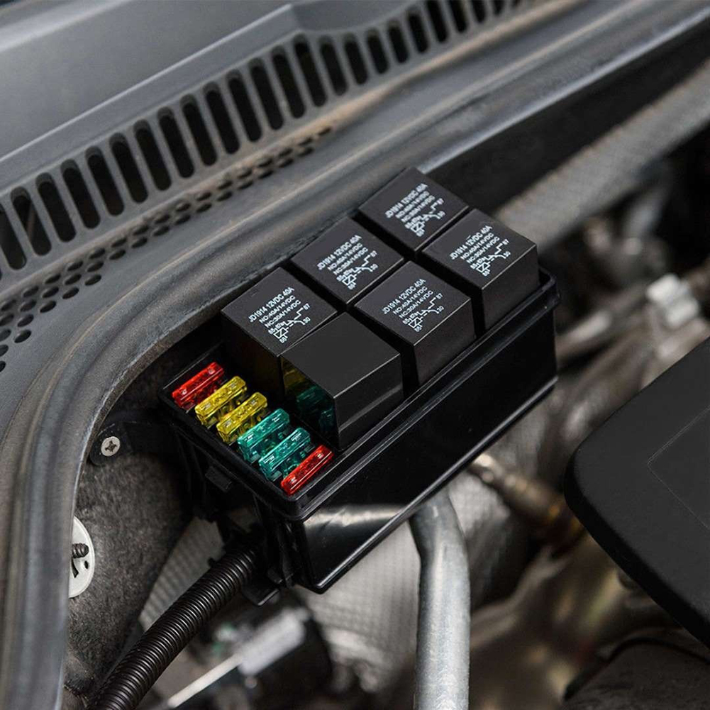 Auto Automotive Fuse Relay Box Holder Block Circuit Protector Terminals Car Fuse Relay Holder 6 Slot Relay Box 6 Relay