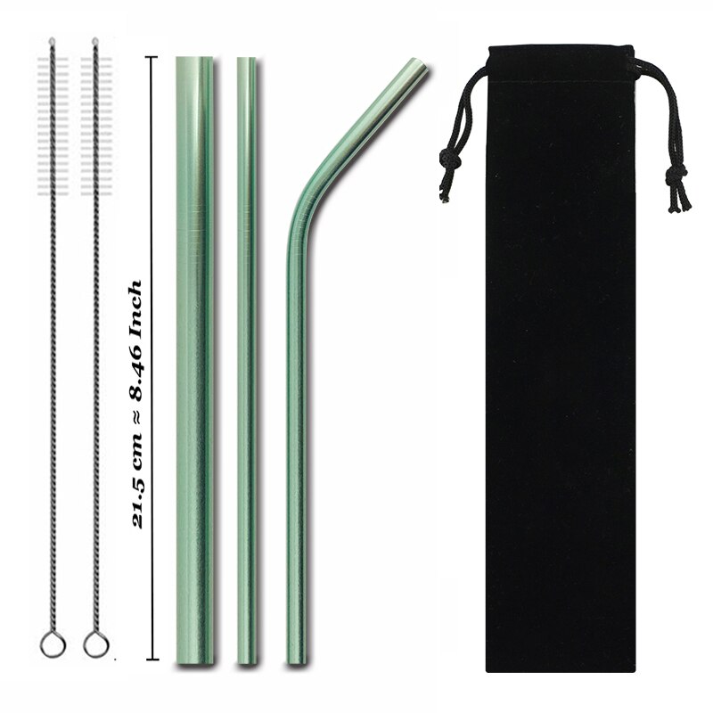 Paille métallique réutilisable colorée de , en acier inoxydable 304 avec brosse de nettoyage pour tasses 20/30oz,: Set 05