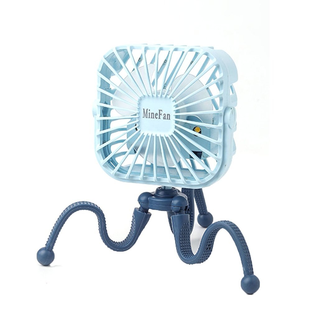 Mini Fan Mini Portable Hanging Electric Fan Octopus Stand Adjustable Handheld USB Charging Fan Cooler For Student: Blue square