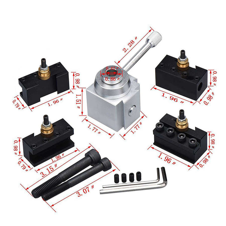 Aluminum Alloy Quick Change Mini Lathe Tool Post and Holders Screw Kit Set CNC Lathe Accessary