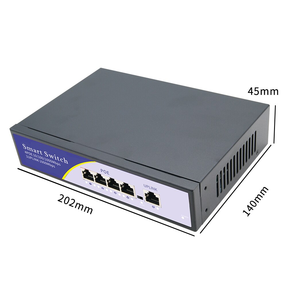 KuWfi-conmutador de red de 48V, conmutador con puertos de 10/100/1000Mbps, IEEE 802,3 Af/at Ethernet POE, Gigabit, adecuado para cámara IP/Router