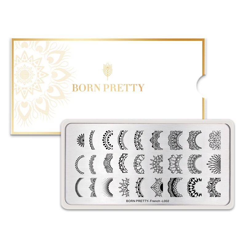 Geboren Pretty Franse Stijlen Stempelen Plaat Afbeelding Rechthoek Schilderen Plaat Stempel Template Nail Art Decoratie