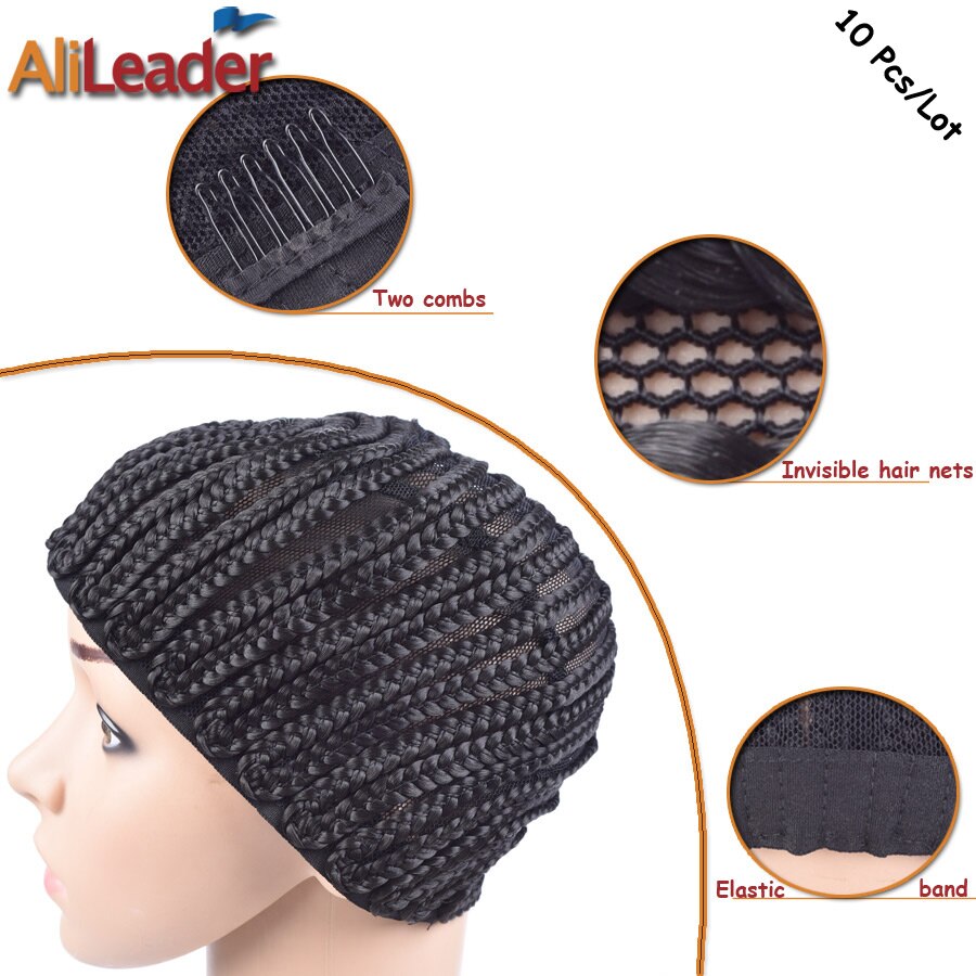 Goede Cornrows Cap Voor Gemakkelijker Naaien In Gevlochten Pruik Caps Crotchet Zwarte Kleur Gehaakte Vlechten Pruik Cap Weave Cap Voor maken Pruik