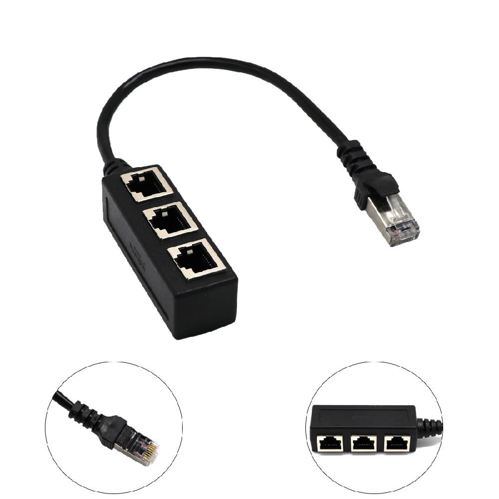 LAN Ethernet Network RJ45 1 Male To 3 Female Connector Splitter Adapter Cable r60