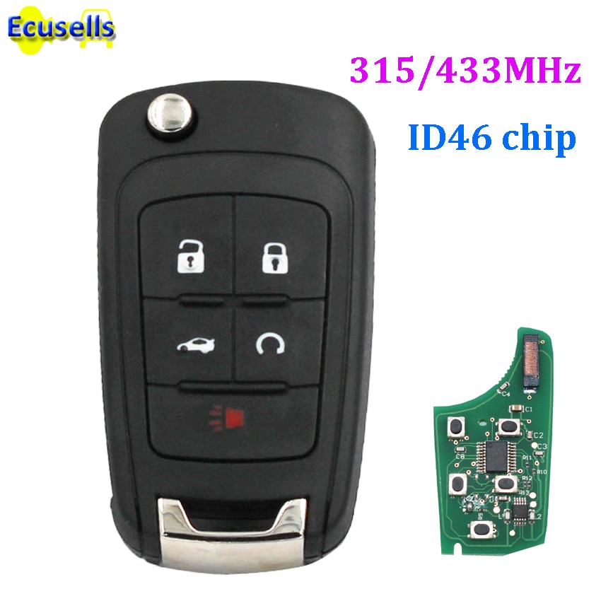 Remote Key fob 5 Button For Buick LaCrosse Regal Verano Encore Allure 433MHZ with ID46 chip HU100 Blade