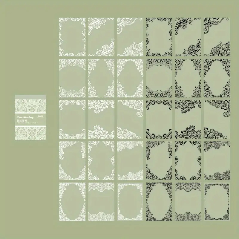 30 pièces, Style Vintage noir et blanc dentelle autocollants livre bricolage Journal indésirable Journal décoration Collage PET autocollant Album Scrapbooking: WHITE