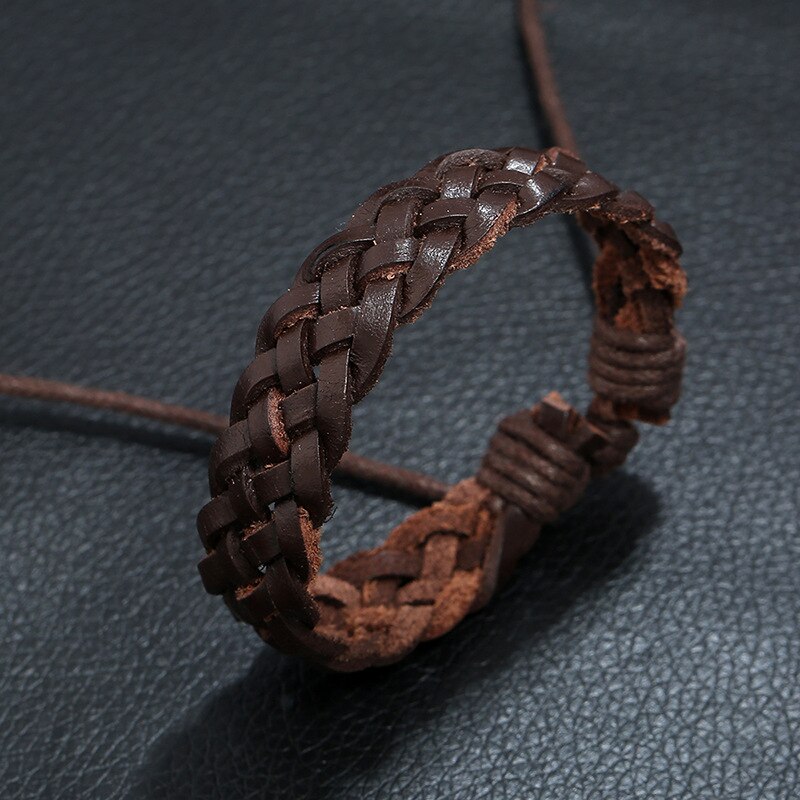 Vintage Geflochtene Leder Armbänder für Frauen Männer Schmuck Punk Braun Wrap Armband Homme Schmuck