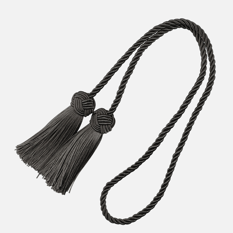 Curein – embrasses avec 2 glands à tête, Clips pour rideaux, attaches en corde, accessoires décoratifs pour la maison, 1 pièce: Black