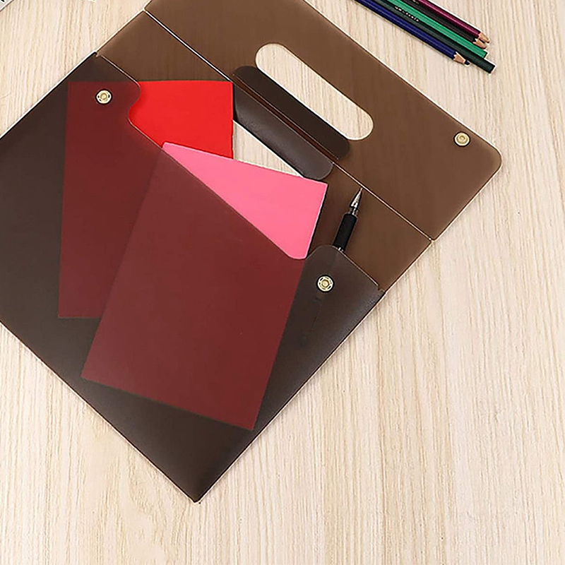 A4 Plastic Envelope Folder Bag, Poly File Bag, Flat Project File, With Handle, 2 Snap Closures