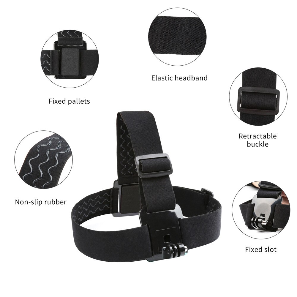 Montaje de la correa de la cabeza del arnés elástico ajustable para GoPro 1/2/3/4/5/6/7/8 SJCAM accesorios de Cámara de Acción negra para GO PRO