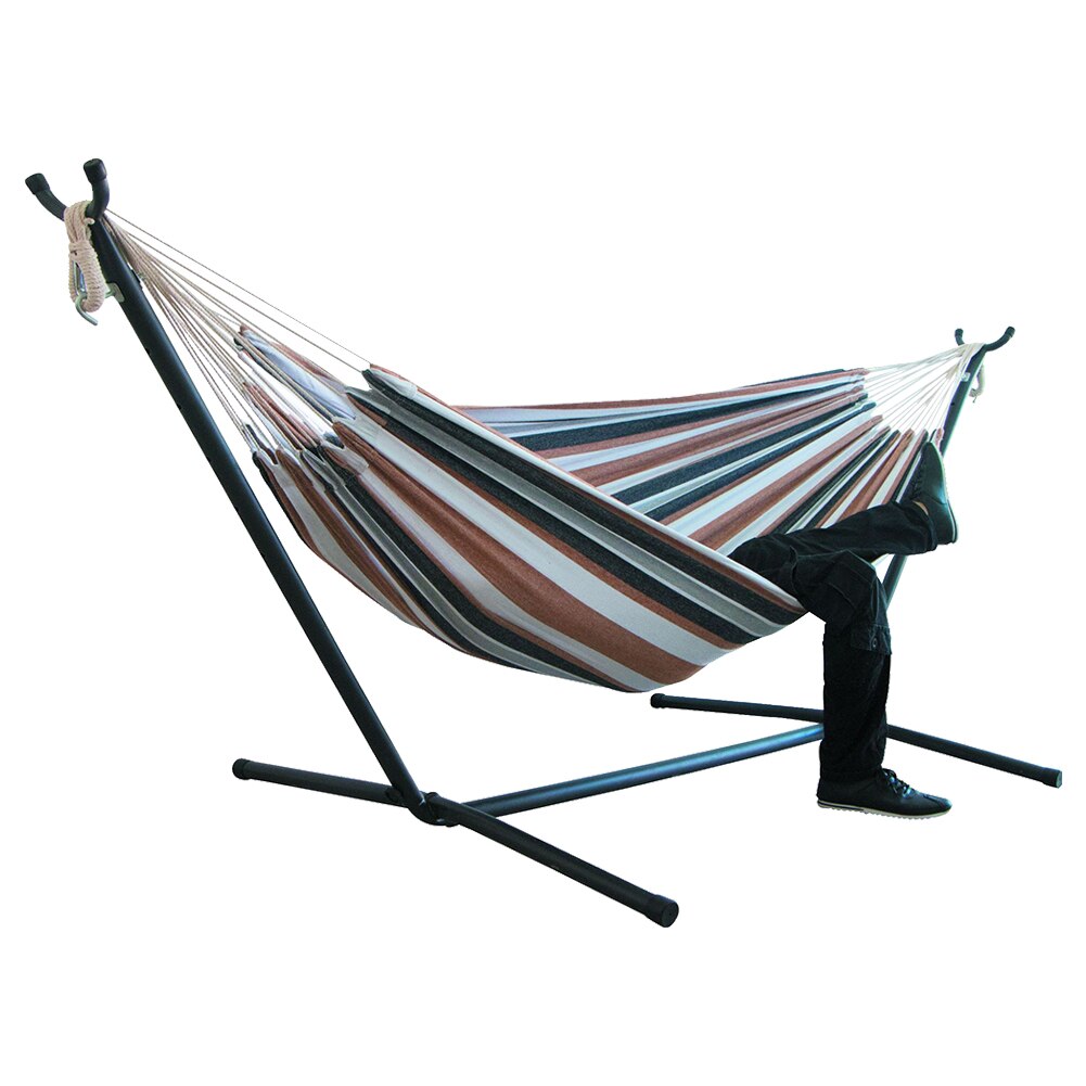 Portable Canvas Hammock Thicken Stripe Double Single People Hanging Hammock Travel Camping Sleeping Bed Outdoor Furniture: C