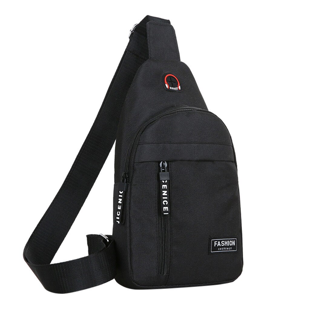 Männlichen Schulter Taschen Leinwand Umhängetaschen Männer Reise Sport Brust Tasche Schule Sommer Kurze Reise Boten Tasche Bolso hombre: schwarz