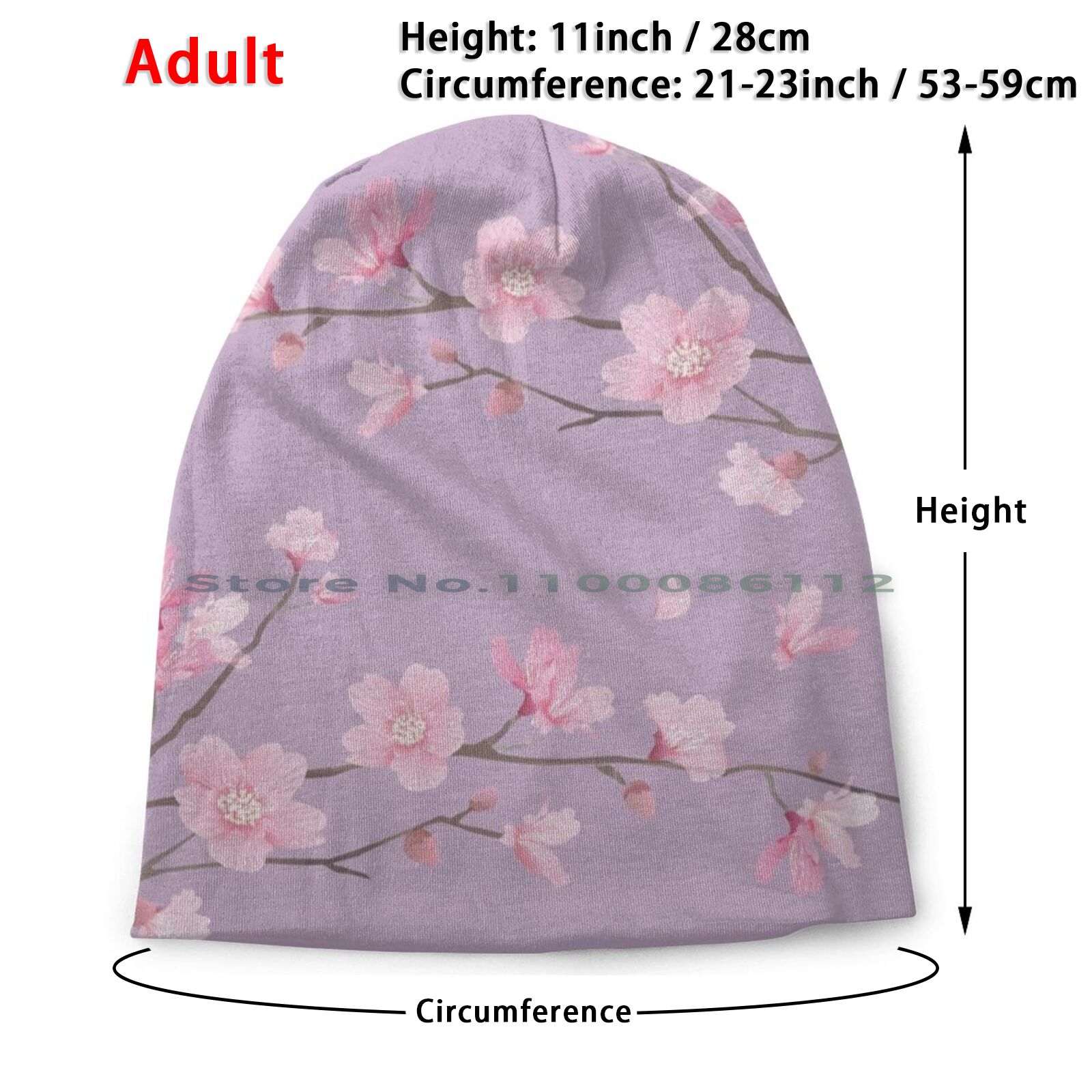Cherry Blossom-Pastel Purple Bucket Hat Sun Cap Cherry Blossom Tree Japanese Cherry Blossom Sakura Flower The Cherry Tree: Adult Knit Hat