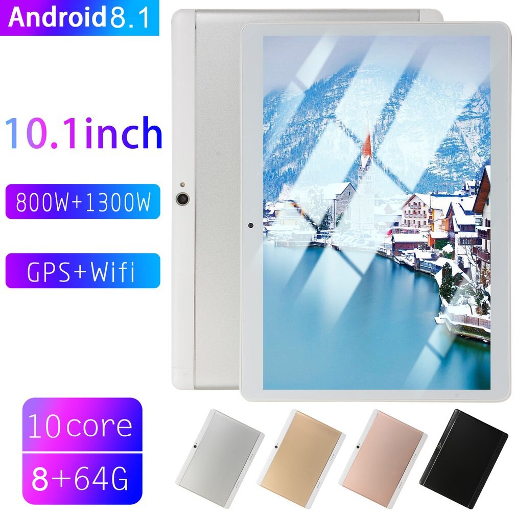 10.1 Inch tablet PC Large Screen tablet android 8.10 8GB RAM 64GB ROM WiFi GPS 10.1 IPS 2560*1600: white / AU